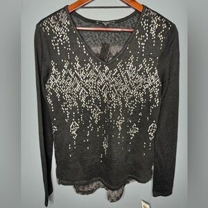 NWT Miss Me Embellished Long-Sleeve Top | Size Small
